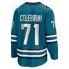 Macklin Celebrini San Jose Sharks Fashion7 Home Breakaway Jersey - Teal - Detail View