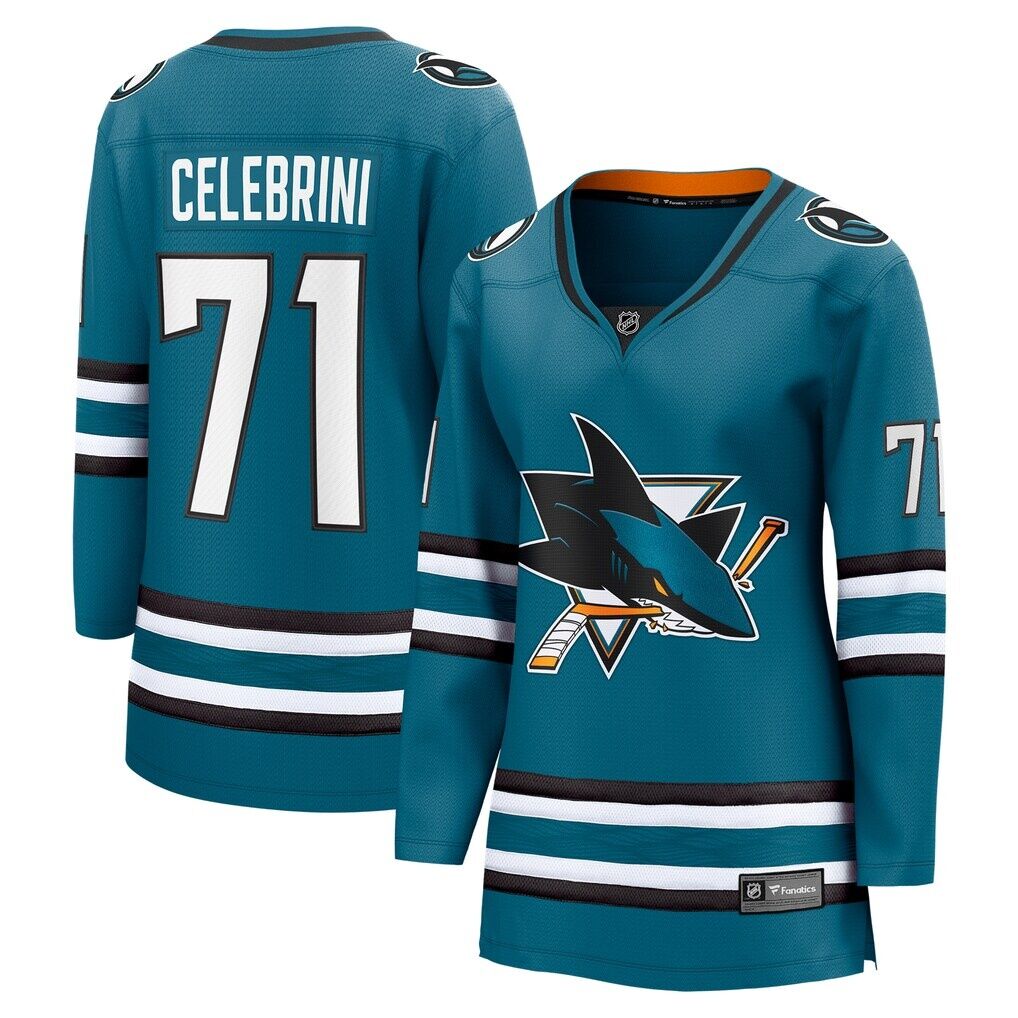 Macklin Celebrini San Jose Sharks Fashion7 Women's  Home Breakaway Jersey