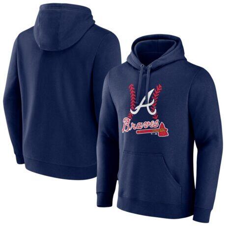 Atlanta Braves Fastball Pullover Hoodie - Navy - Front View