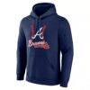 Atlanta Braves Fastball Pullover Hoodie - Navy - Side View