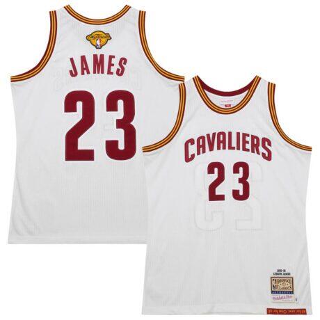 LeBron James Cleveland Cavaliers Mitchell & Ness 2015/16 Hardwood Classics Authentic Jersey - White - Front View