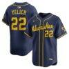Christian Yelich Milwaukee Brewers Nike Alternate Limited Jersey - Navy - Front View