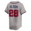 Matt Olson Atlanta Braves Nike Road Limited Player Jersey - Gray - Detail View
