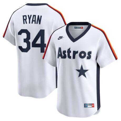 Nolan Ryan Houston Astros Nike Throwback Cooperstown Collection Limited Jersey - White - Front View