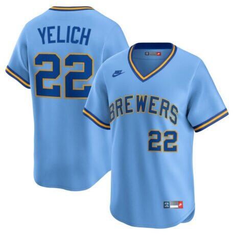 Christian Yelich Milwaukee Brewers Nike Cooperstown Collection Limited Jersey - - Front View