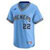 Christian Yelich Milwaukee Brewers Nike Cooperstown Collection Limited Jersey - - Side View