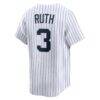 Babe Ruth New York Yankees Nike Throwback Cooperstown Collection Limited Jersey - White - Detail View