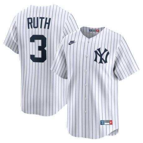 Babe Ruth New York Yankees Nike Throwback Cooperstown Collection Limited Jersey - White - Front View