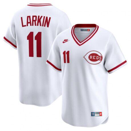 Barry Larkin Cincinnati Reds Nike Throwback Cooperstown Collection Limited Jersey - White - Front View