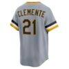 Roberto Clemente Pittsburgh Pirates Nike Throwback Cooperstown Collection Limited Jersey - Gray - Detail View