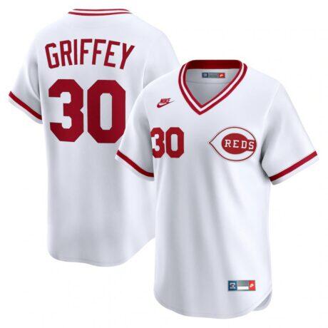Ken Griffey Cincinnati Reds Nike Throwback Cooperstown Collection Limited Jersey - White - Front View