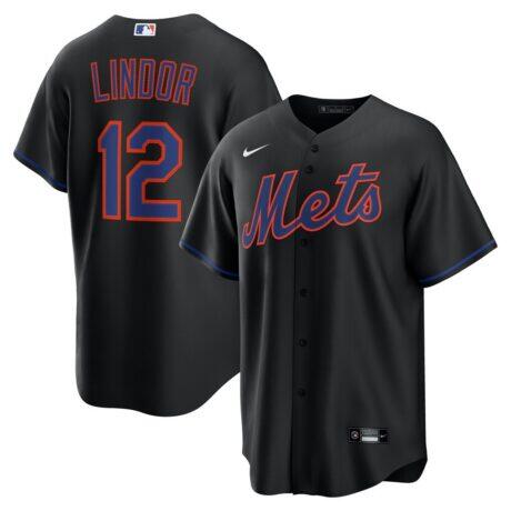 Francisco Lindor New York Mets Nike Alternate Replica Jersey - Black - Front View