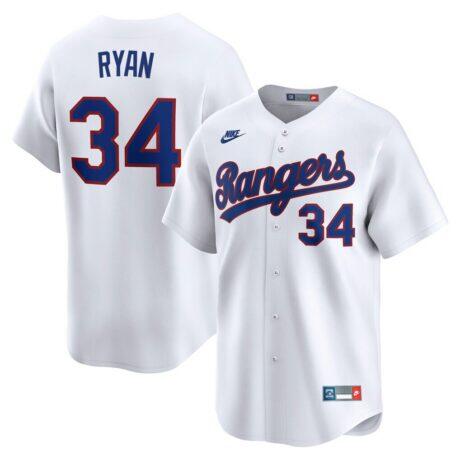 Nolan Ryan Texas Rangers Nike Throwback Cooperstown Collection Limited Jersey - White - Front View