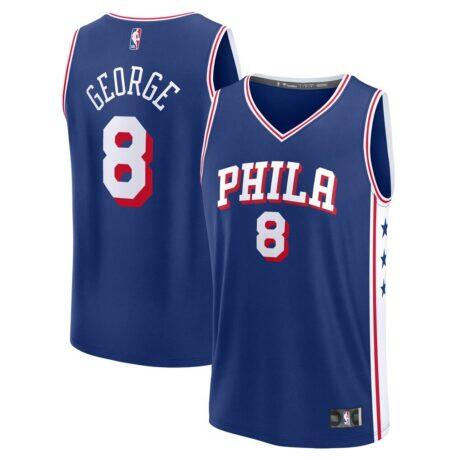 Paul George Philadelphia 76ers Fashion7 Youth Fast Break Replica Player Jersey - Icon Edition - - Front View