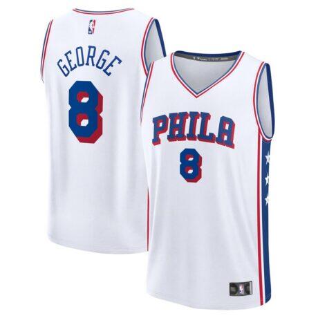 Paul George Philadelphia 76ers Fashion7 Fast Break Replica Player Jersey - White - Front View