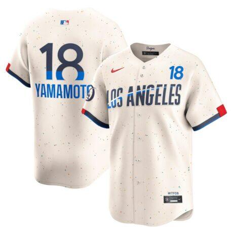 Yoshinobu Yamamoto Los Angeles Dodgers Nike City Connect Limited Jersey - Cream - Front View