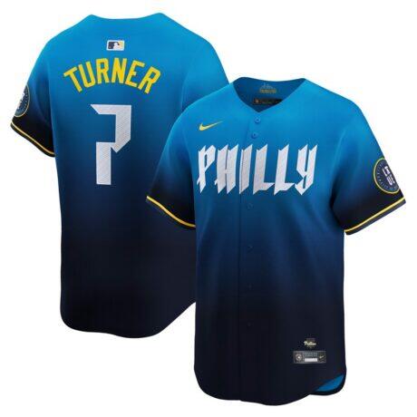 Trea Turner Philadelphia Phillies Nike City Connect Limited Jersey - Blue - Front View