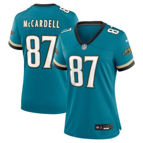 Keenan McCardell Jacksonville Jaguars Nike Women's Prowler Throwback Retired Player Game Jersey - Teal - Front View