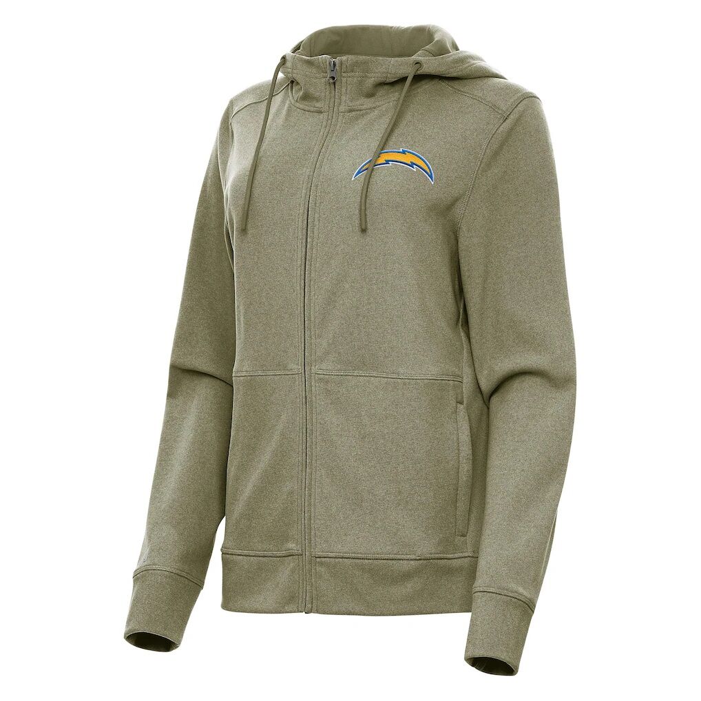 Los Angeles Chargers Antigua Women's Seeker Full-Zip Hoodie Jacket - Heather Olive