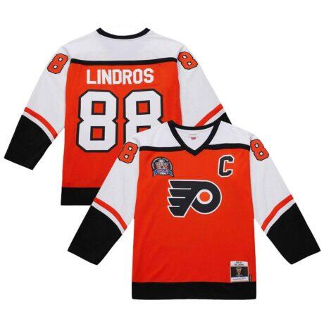Eric Lindros Philadelphia Flyers 1996-97 Power Play Jersey - Orange - Front View