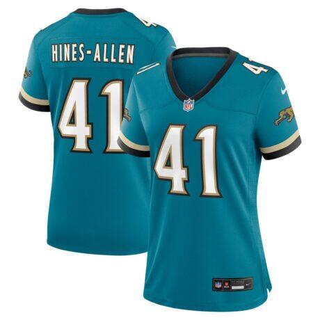 Josh Hines-Allen Jacksonville Jaguars Nike Women's Prowler Throwback Game Jersey - Teal - Front View