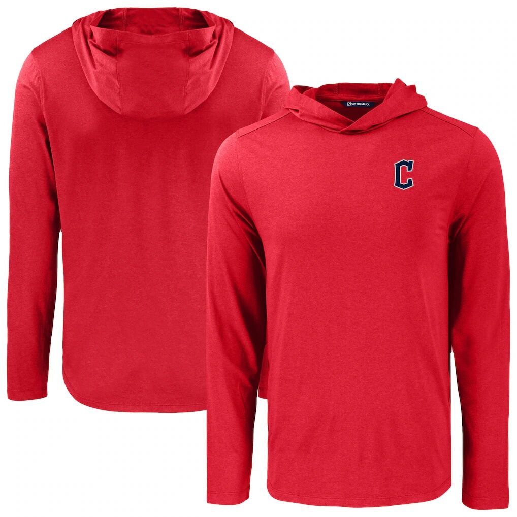 Cleveland Guardians Cutter & Buck Coastline Epic Comfort Recycled Eco Hoodie Long Sleeve T-Shirt