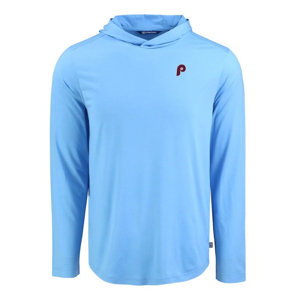 Philadelphia Phillies Cutter & Buck Coastline Epic Comfort Recycled Eco Hoodie Long Sleeve T-Shirt - Light Blue