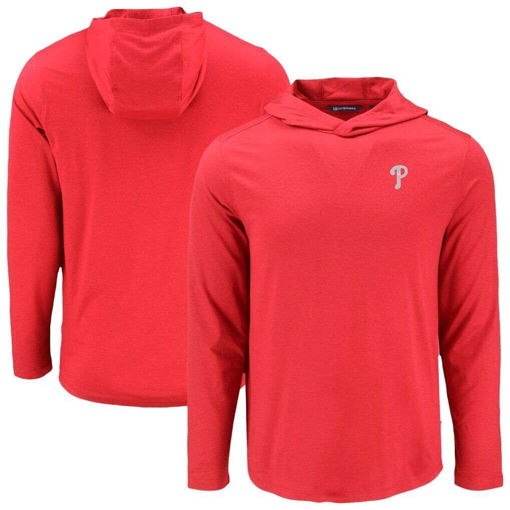 Philadelphia Phillies Cutter & Buck Coastline Epic Comfort Recycled Eco Hoodie Long Sleeve T-Shirt
