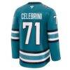 Macklin Celebrini San Jose Sharks Fashion7 Home Premium Jersey - Teal - Detail View
