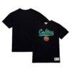 Boston Celtics Mitchell & Ness Hardwood Classics Felt Applique Slub T-Shirt - Black - Back View