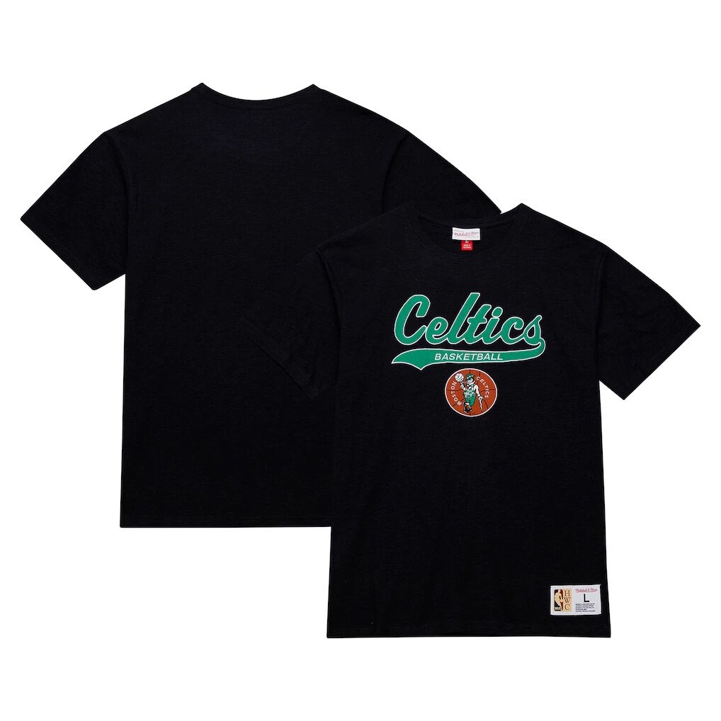 Boston Celtics Mitchell & Ness Hardwood Classics Felt Applique Slub T-Shirt