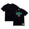 Boston Celtics Mitchell & Ness Hardwood Classics Felt Applique Slub T-Shirt - Black - Front View