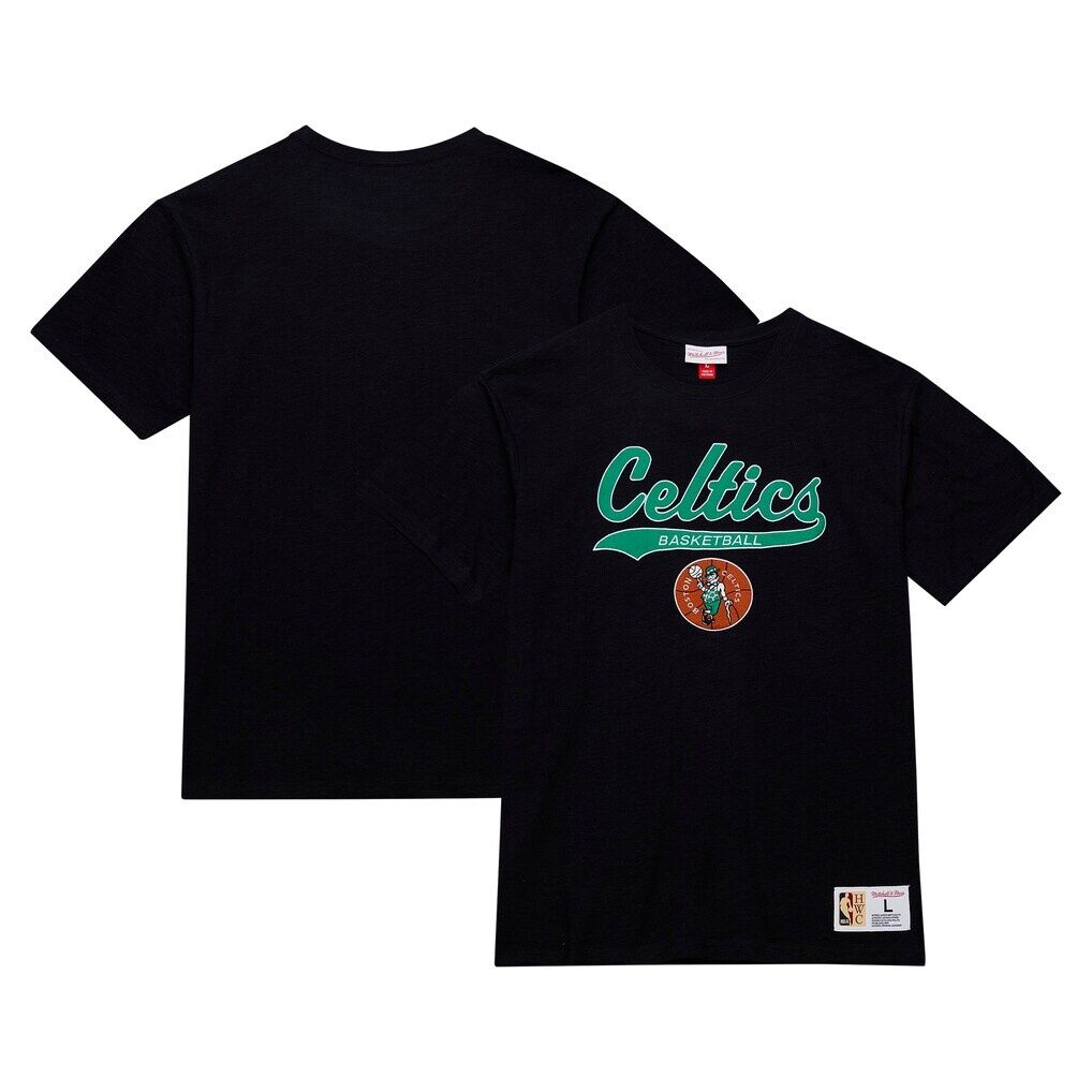 Boston Celtics Mitchell & Ness Hardwood Classics Felt Applique Slub T-Shirt
