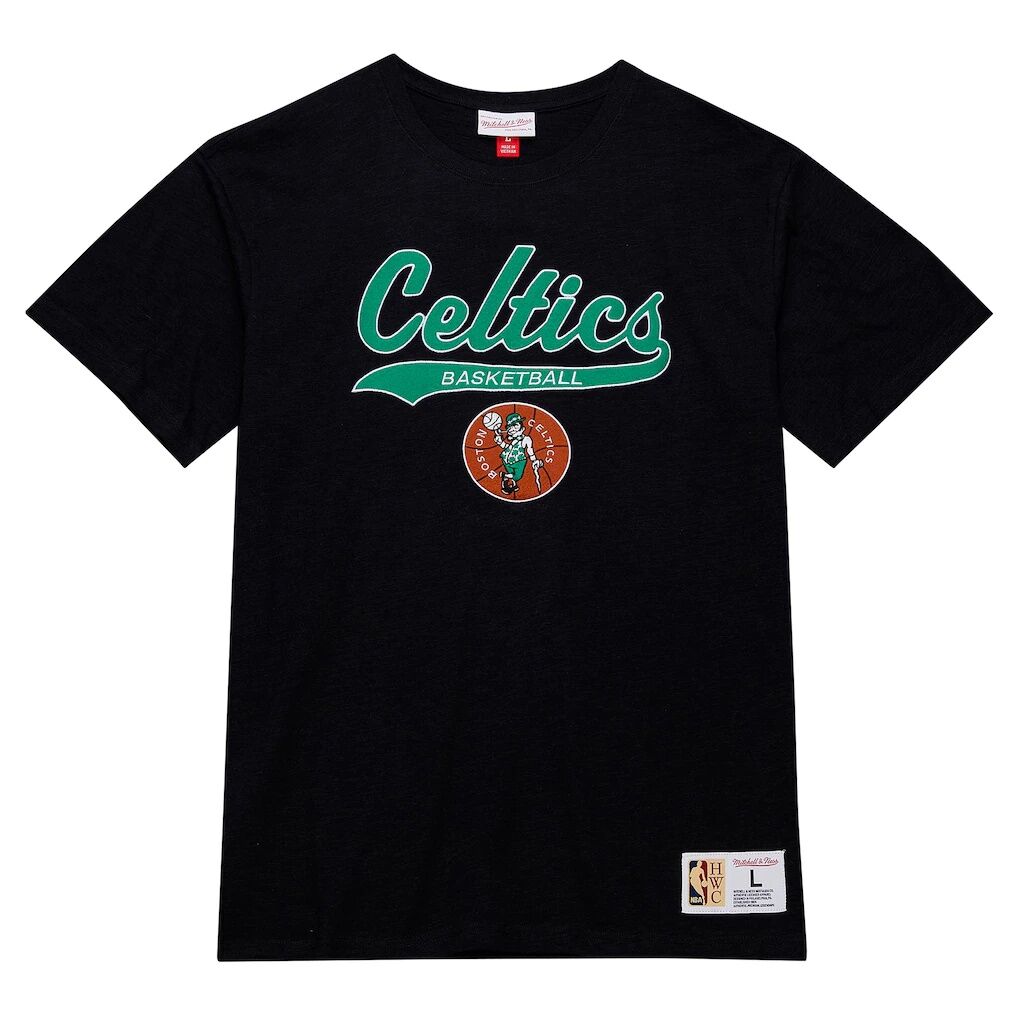 Boston Celtics Mitchell & Ness Hardwood Classics Felt Applique Slub T-Shirt