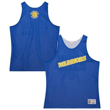 Golden State Warriors Mitchell & Ness Hardwood Classics Reversible Mesh Practice Jersey - Royal/White