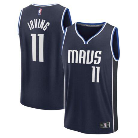 Kyrie Irving Dallas Mavericks Fashion7 Fast Break Replica Player Jersey - Navy - Front View