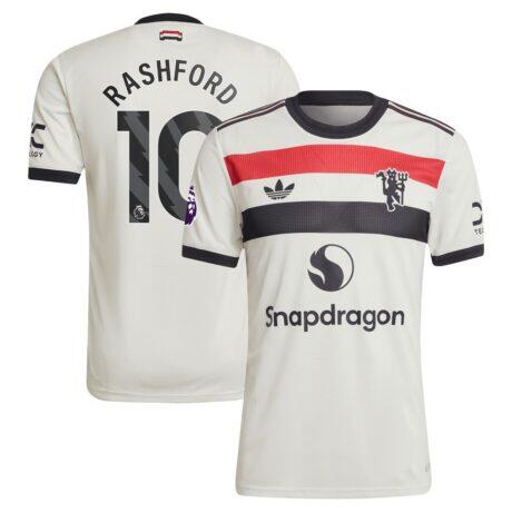 Marcus Rashford Manchester United adidas Originals 2024/25 Third Authentic Jersey - Cream - Front View