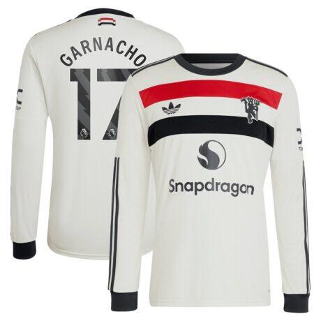 Alejandro Garnacho Manchester United adidas Originals 2024/25 Third Replica Long Sleeve Jersey - Cream - Front View