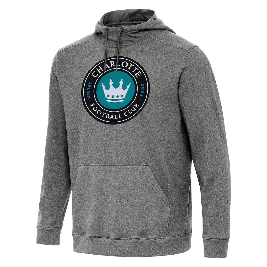 Charlotte FC Antigua Cloud Pullover Hoodie –  Heather Black