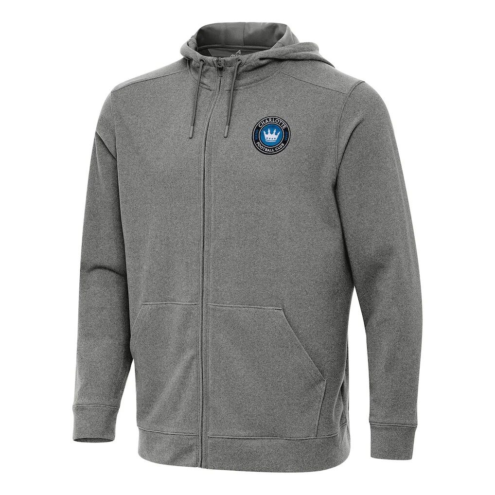 Charlotte FC Antigua Effortless Full-Zip Hoodie – Heather Black