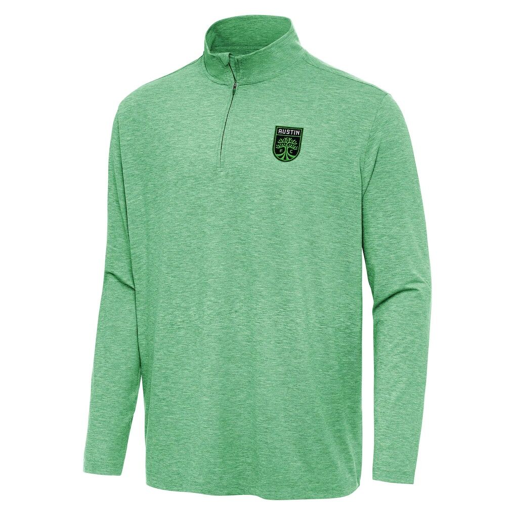 Austin FC Antigua Hunk Quarter-Zip Pullover Top – Heather Green