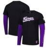 Sacramento Kings Stadium Essentials Unisex Spectator 2fer Long Sleeve T-Shirt - Black - Front View