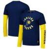 Indiana Pacers Stadium Essentials Unisex Spectator Twofer Long Sleeve T-Shirt - Navy - Front View