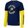 Indiana Pacers Stadium Essentials Unisex Spectator Twofer Long Sleeve T-Shirt - Navy - Side View