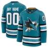 San Jose Sharks Fashion7 Home Premium Custom Jersey - Teal - Front View