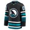 San Jose Sharks Fashion7 Alternate Premium Custom Jersey - Black - Side View