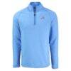 Atlanta Braves Cutter & Buck Peshastin Eco Fleece Recycled Raglan Quarter-Zip Top - Light Blue - Side View