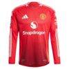 Rasmus Højlund Manchester United adidas 2024/25 Home Authentic Long Sleeve Player Jersey - Red - Side View
