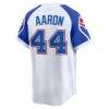 Hank Aaron Atlanta Braves Nike Throwback Cooperstown Collection Limited Jersey - White - Detail View