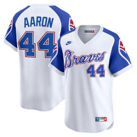 Hank Aaron Atlanta Braves Nike Throwback Cooperstown Collection Limited Jersey - White - Front View